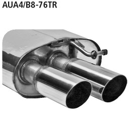BASTUCK Zadný tlmič výfuku s dvojitou koncovkou, 20° šikmé zrezanie vpravo 2 × Ø 76 mm – AUA4/B8-76TR