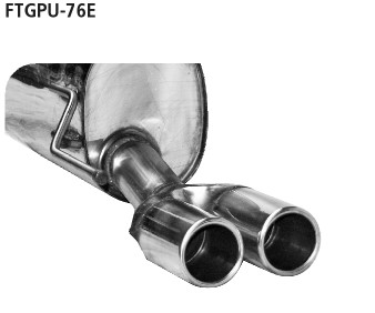 BASTUCK Zadný tlmič výfuku s dvojitou koncovkou s lemom 2 × Ø 76 mm Fiat Grande Punto okrem EVO – FTGPU-76E