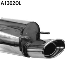 BASTUCK Zadný tlmič výfuku s jednoduchou koncovkou oválny 153 × 95 mm – A1302OL