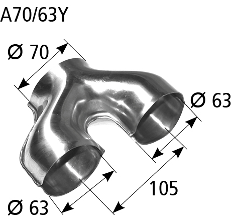 BASTUCK Rozbočka Y 70mm vstup, 2 × 63mm výstup – A70/63Y
