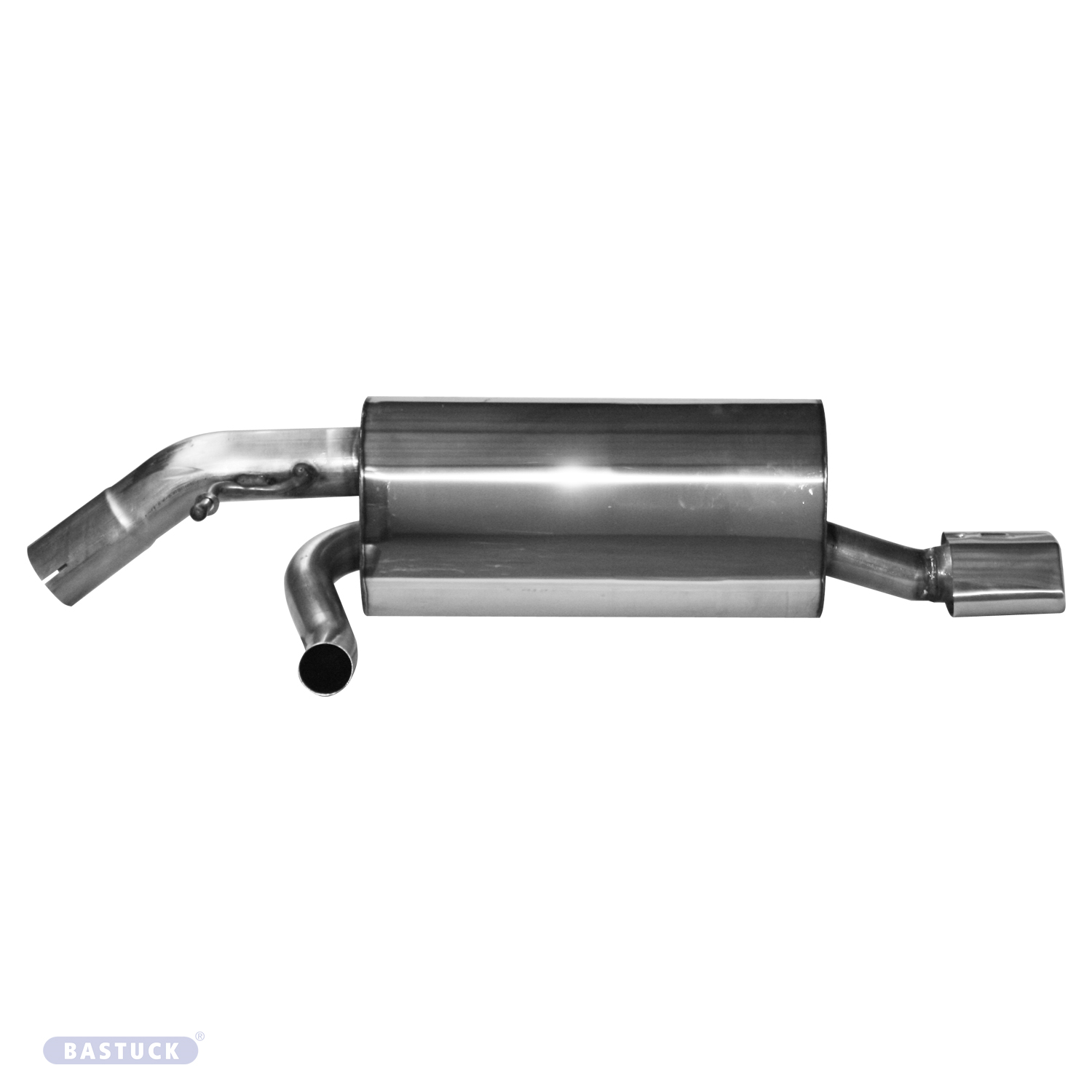 BASTUCK Zadný tlmič výfuku vpravo s lichobežník-koncovka výfuku 1 × 114 × 74 mm so zahnutým lemom – PG208/T-TPQ