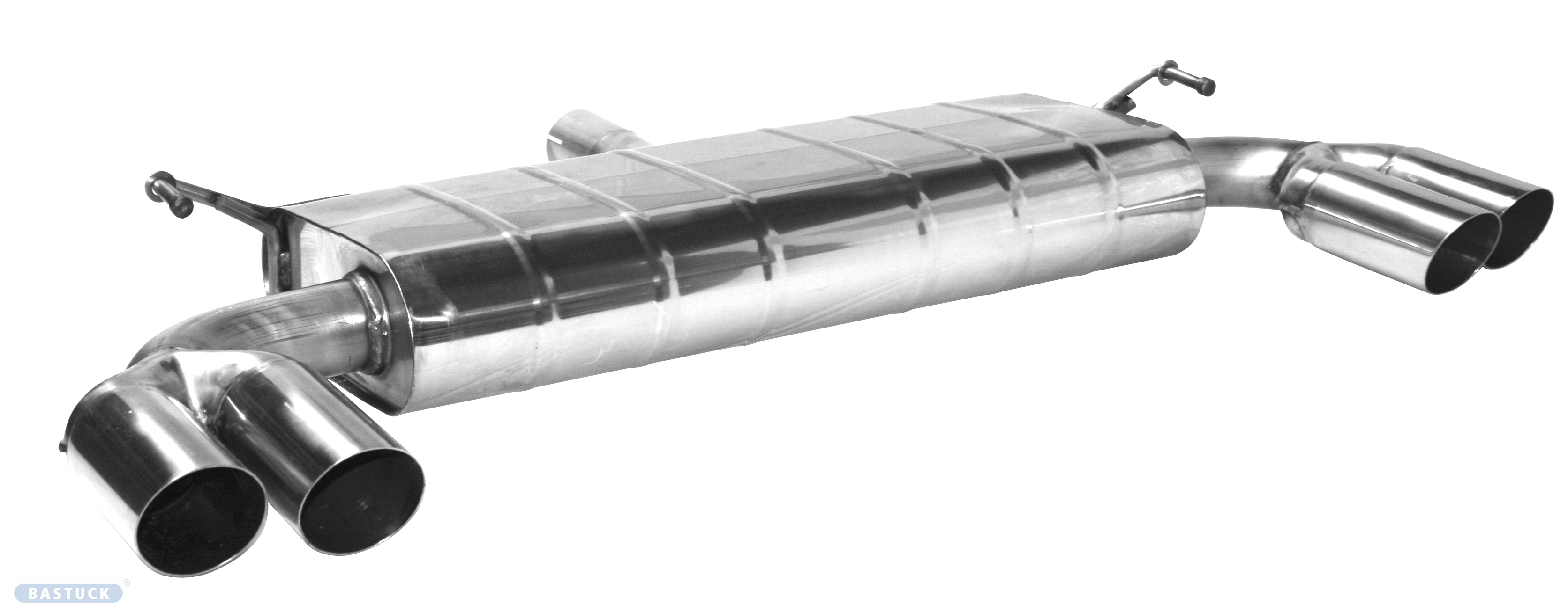 BASTUCK Zadný tlmič výfuku s dvojitou koncovkou 2 × Ø 76 mm vľavo + vpravo 20° šikmé zrezanie – KIASPOR/QLE-Q76T