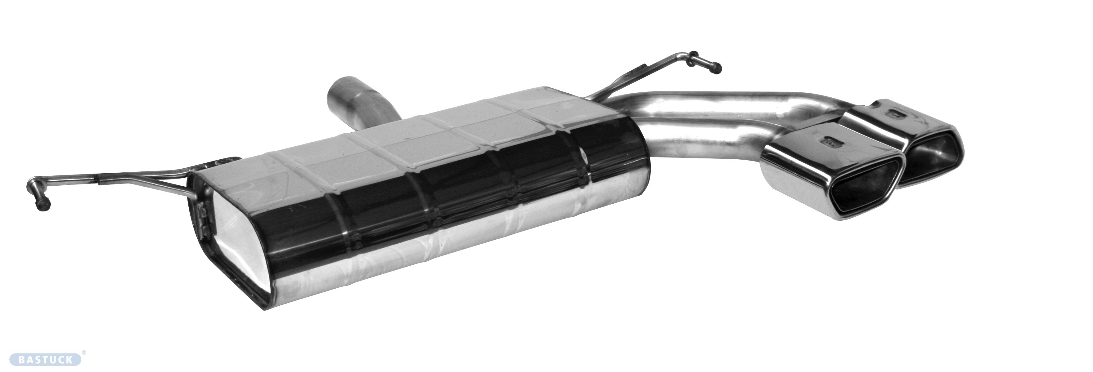 BASTUCK Zadný tlmič výfuku s dvojitou koncovkou 140 × 74 mm vpravo v lichobežníkový tvar – HYTUC/TLE-TP