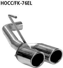 BASTUCK Dvojitá koncovka výfuku vľavo 2 × Ø 76 mm s lemom, 20° šikmo zrezaná – HOCC/FK-76EL