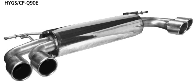 BASTUCK Zadný tlmič výfuku s dvojitou koncovkou vľavo + vpravo 2 × Ø 90 mm s lemom, 20° šikmo zrezaná – HYGS/CP-Q90E