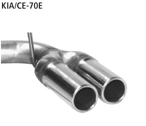 BASTUCK Dvojitá koncovka výfuku vpravo s lemom 2 × Ø 70 mm rovná – KIA/CE-70E