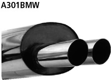 BASTUCK Zadný tlmič výfuku s dvojitou koncovkou 2 × Ø 76 mm – A301BMW