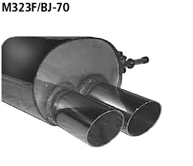 BASTUCK Zadný tlmič výfuku s dvojitou koncovkou 2 × Ø 70 mm – M323F/BJ-70T