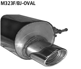 BASTUCK Zadný tlmič výfuku s jednoduchou koncovkou oválny 120 × 80 mm – M323F/BJ-OVAL