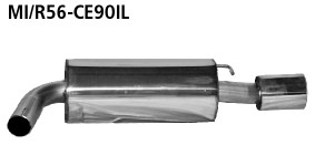 BASTUCK Zadný tlmič výfuku vľavo s jednoduchou koncovkou 1 × Ø 90 mm – MI/R56-CE90IL
