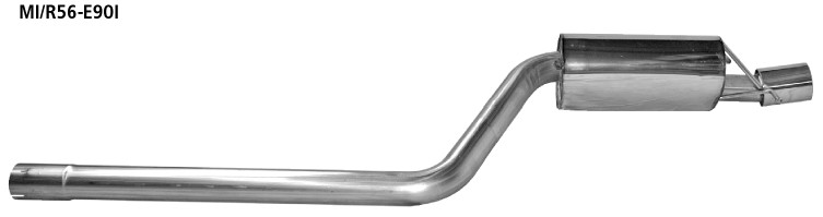 BASTUCK Zadný tlmič výfuku s jednoduchou koncovkou 1 × Ø 90 mm, výstup vpravo – MI/R56-E90I