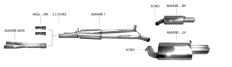 Nákres Audi A4 / S4 B6/B7 A4 B6/B7 (r. v. 2000-2008) 6 valcov Quattro sedan, Avant (8E) / kabriolet (8H)