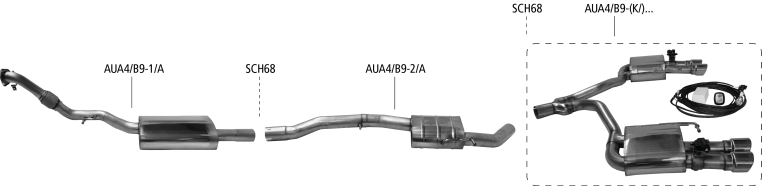 Nákres Audi A4 B9 / A5 F5 TFSI A4 B9 Quattro od 2015 / A5 F5 Quattro od 2016