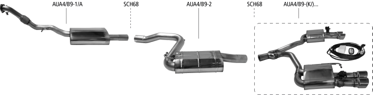 Nákres Audi A4 B9 / A5 F5 TFSI A4 B9 Frontantrieb od 2015 / A5 F5 Frontantrieb od 2016