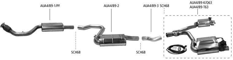 Nákres Audi A4 B9 / A5 F5 TFSI A4 B9 / A5 F5 TFSI facelift Frontantrieb od 10/2019 (Modelljahr 2020)