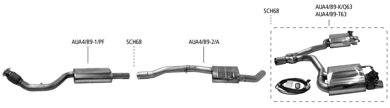 Nákres Audi A4 B9 / A5 F5 TFSI A4 B9 / A5 F5 TFSI facelift Quattro od 10/2019 (Modelljahr 2020)