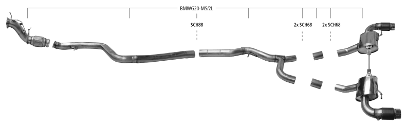 Nákres BMW 3er G20 / G21 3er G20 / G21 2.0l Turbo od 2019, pretekárska sústava