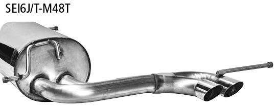 BASTUCK Zadný tlmič výfuku s dvojitou koncovkou 2 × Ø 48 mm 48° šikmo zrezaná – SEI6J/T-M48T