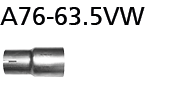 BASTUCK Adaptér 76.5 mm vonku na 63,5 mm vnútri, 63.5 mm strana s drážkami, dĺžka 130 mmi – A76-63.5VW