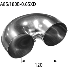BASTUCK Koleno potrubia 85mm/ -0,65XD vzdialenosť v strede - v strede koleno 120 mm – A85/180B-0,65XD