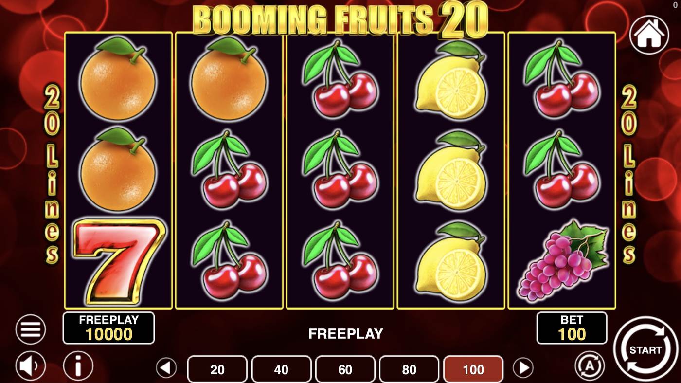 Booming Fruits 20: image of main menu