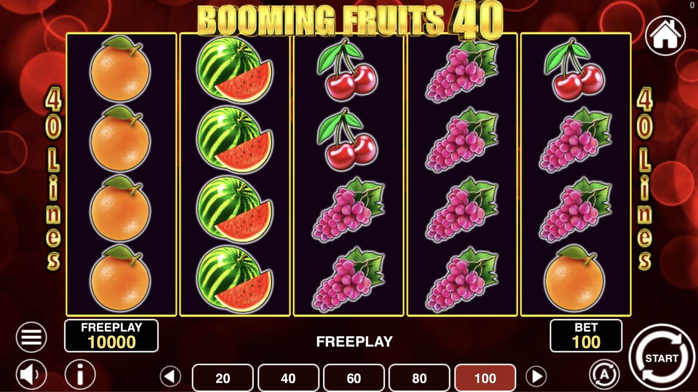 Booming Fruits 40: image of main menu