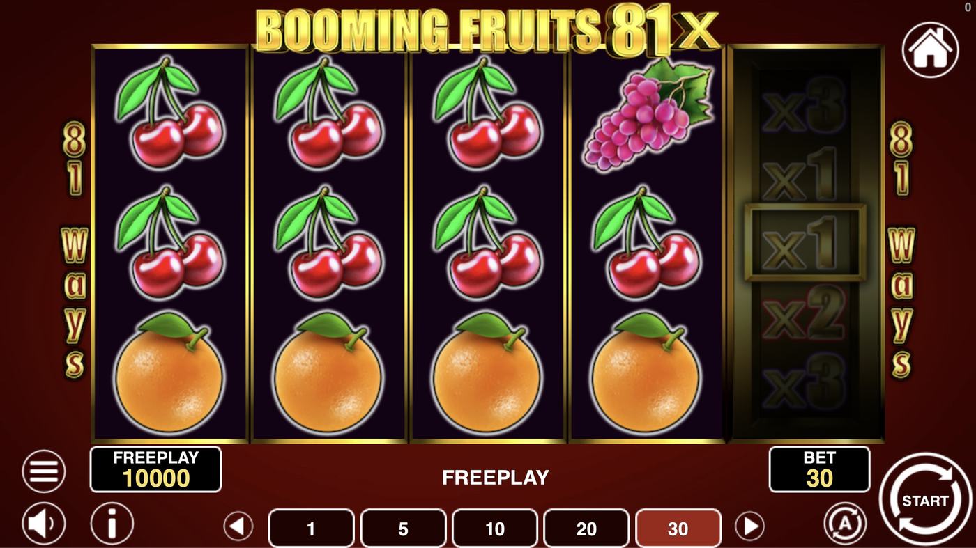 Booming Fruits 81x: image of main menu