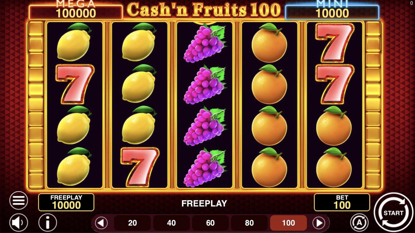 Cash'n Fruits 100 Hold And Win: image of main menu
