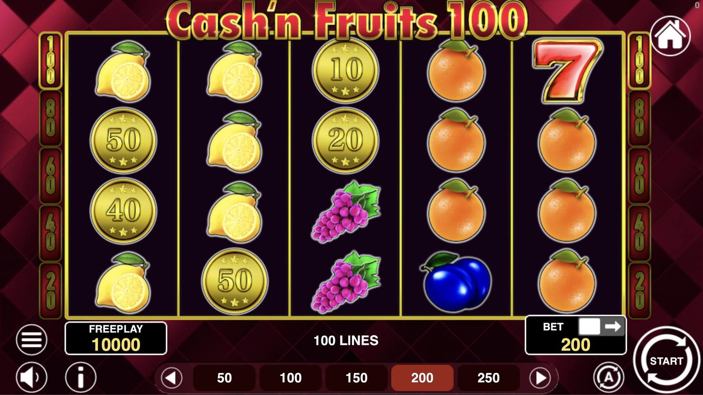 Cash'n Fruits 100: image of main menu