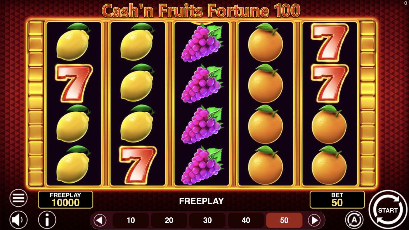 Cash'n Fruits Fortune 100: image of main menu