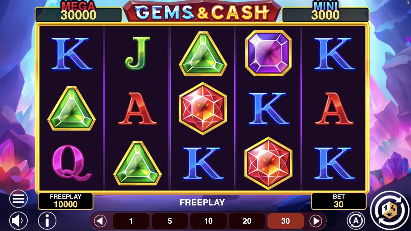 Gems And Cash Win Spins: image of main menu