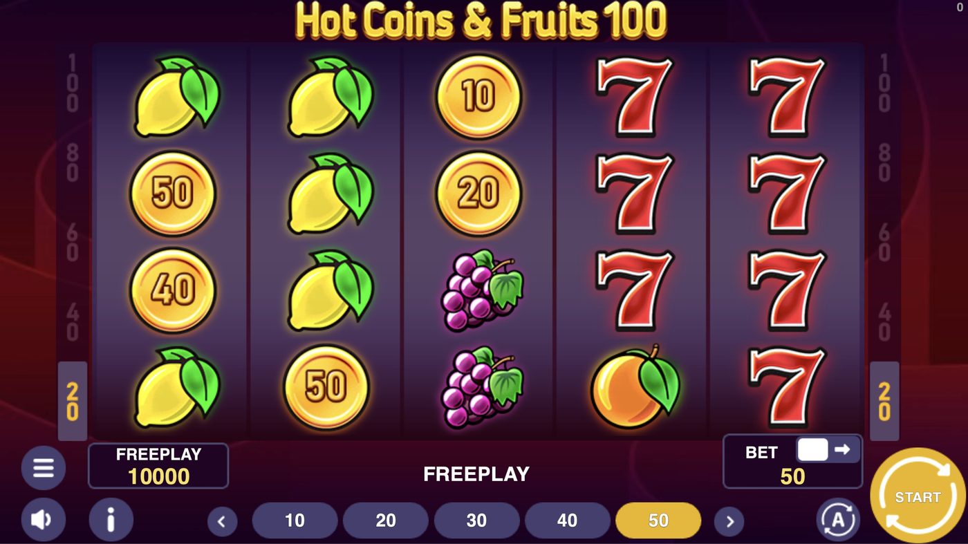 Hot Coins & Fruits 100: image of main menu