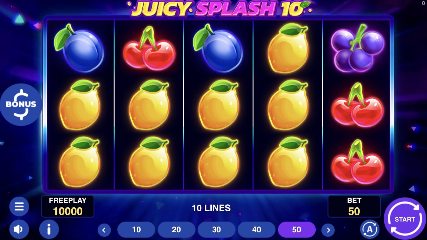 Juicy Splash 10: image of main menu