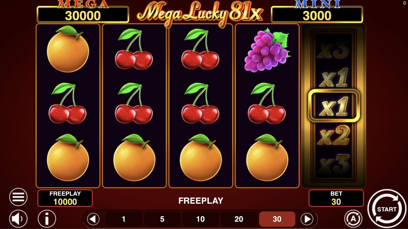 Mega Lucky 81x: image of main menu
