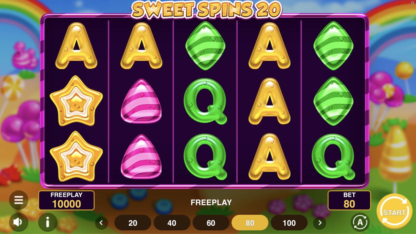 Sweet Spins 20: image of main menu