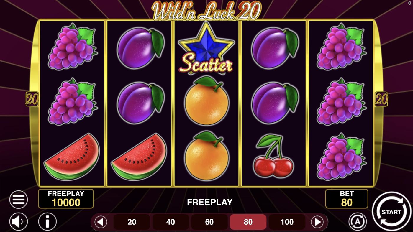 Wild'n Luck 20: image of main menu