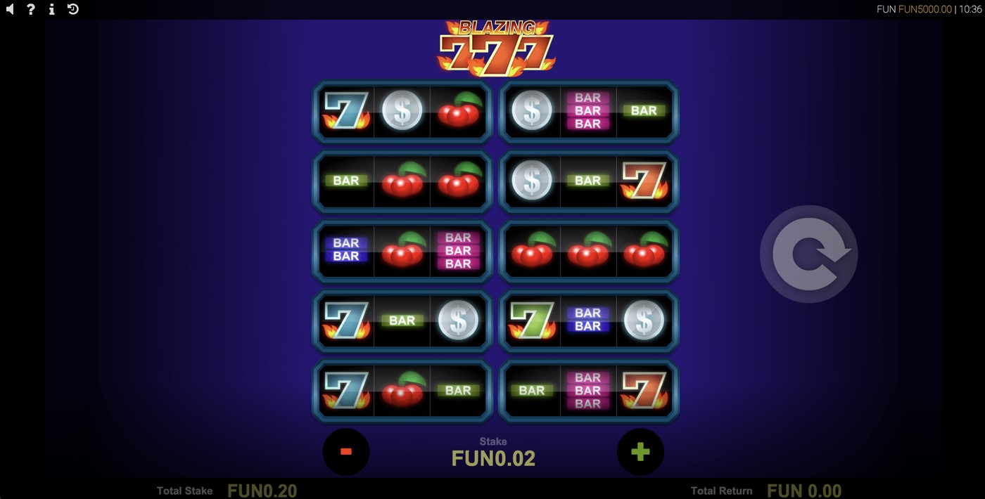 Blazing 777: image of main menu