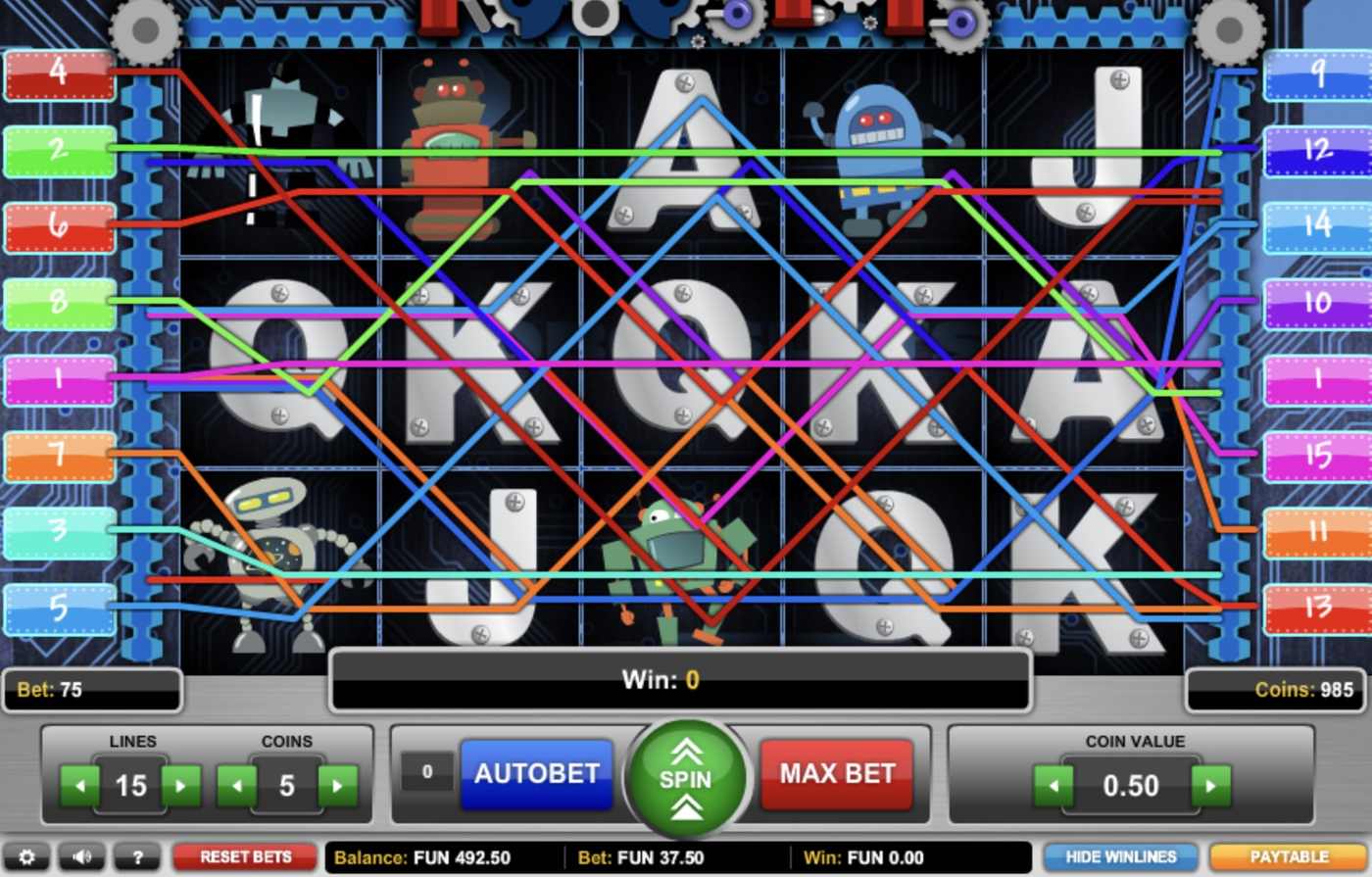 Roboslots: image of main menu