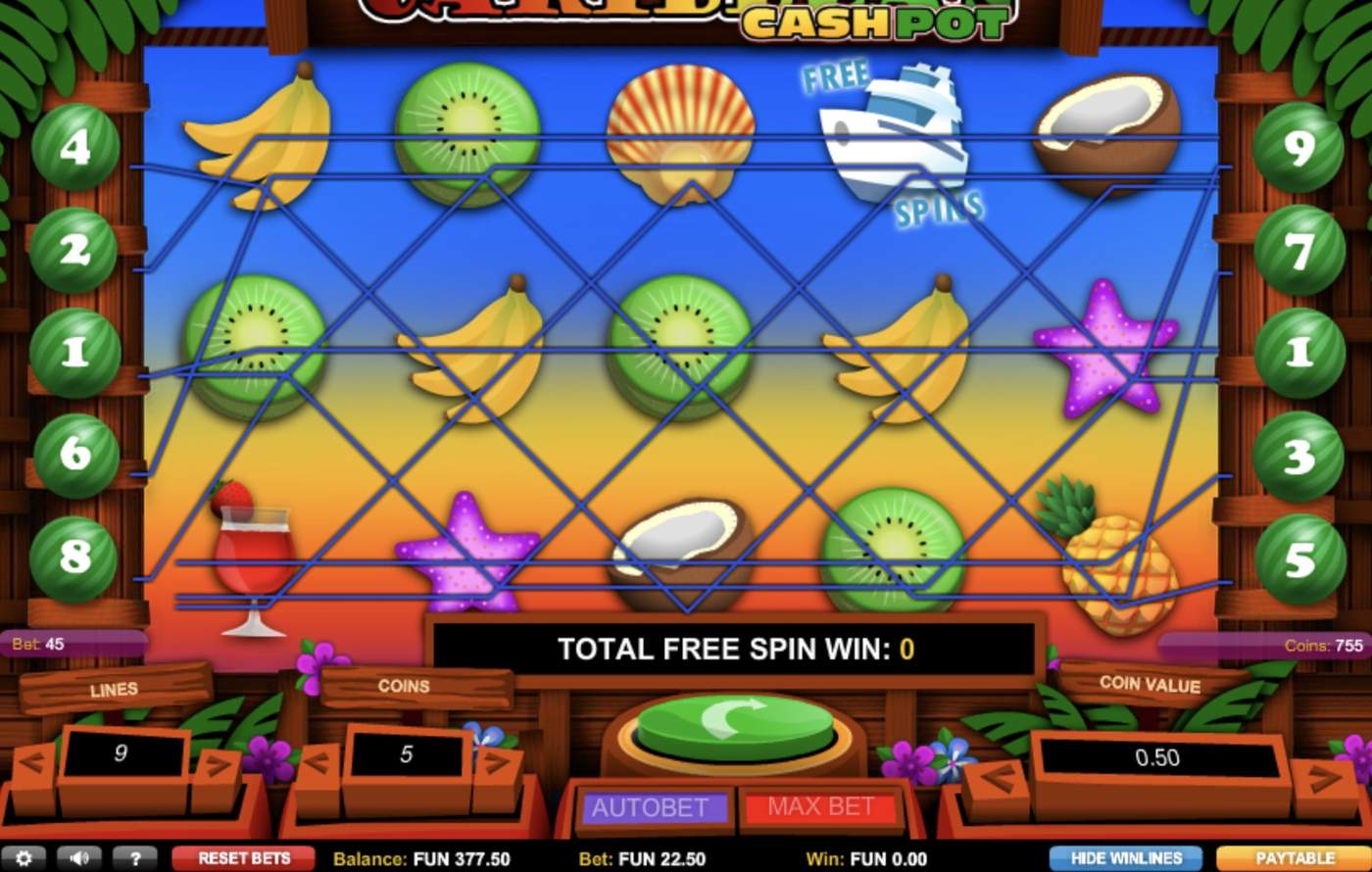 Super Caribbean Cashpot: image of main menu