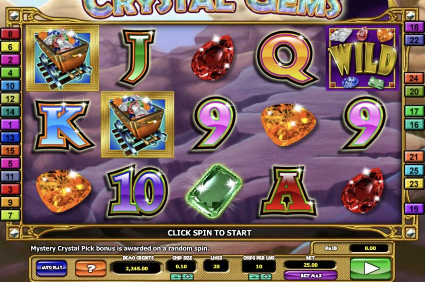 Crystal Gems: image of main menu
