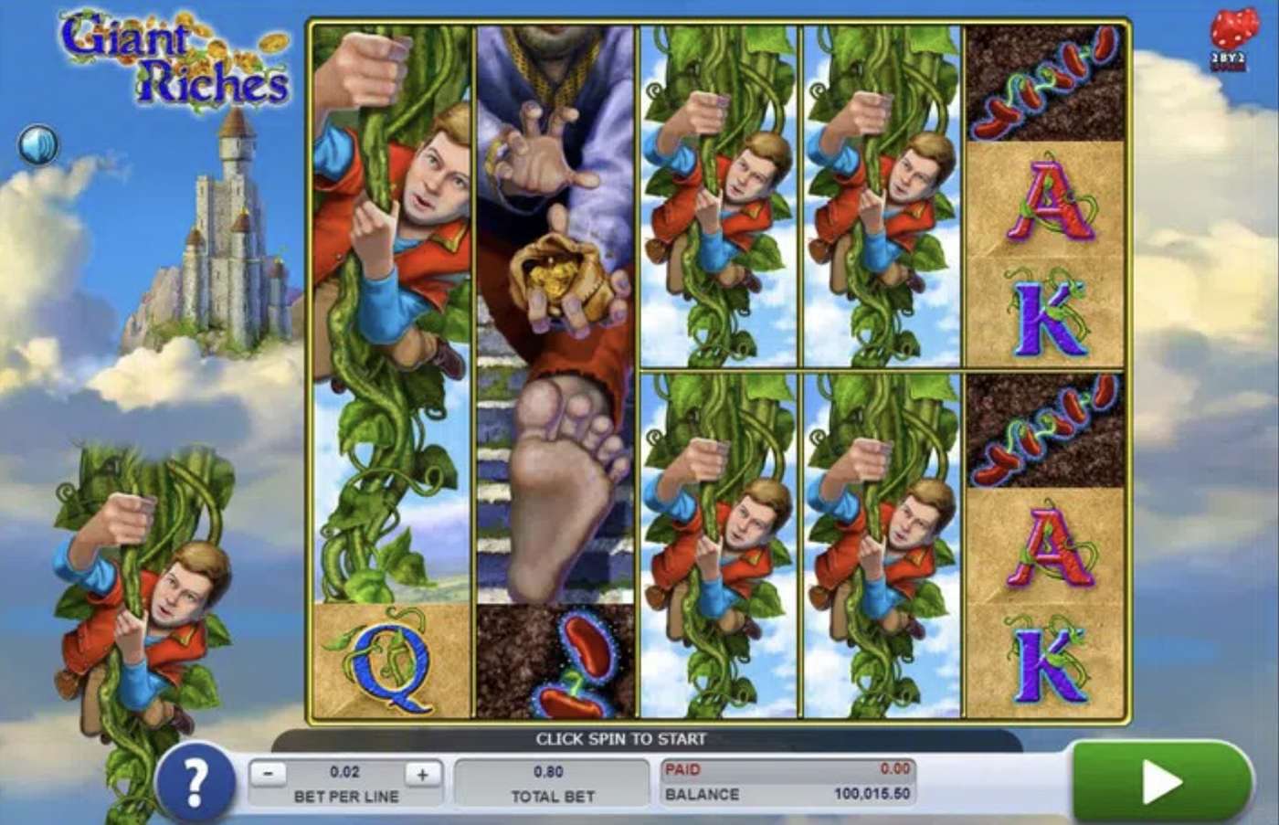 Giant Riches: image of main menu