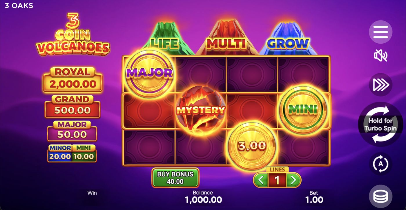 3 Coin Volcanoes: image of main menu