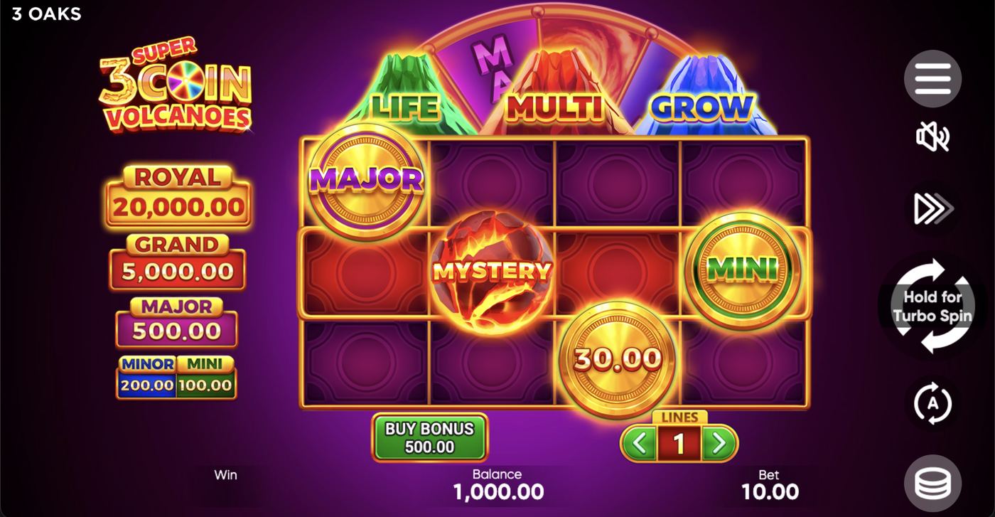 3 Super Coin Volcanoes: image of main menu