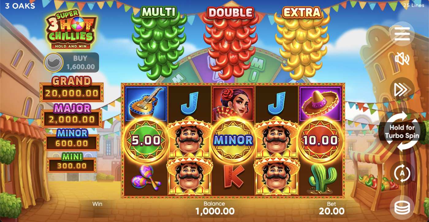 3 Super Hot Chillies: Hold and Win: image of main menu