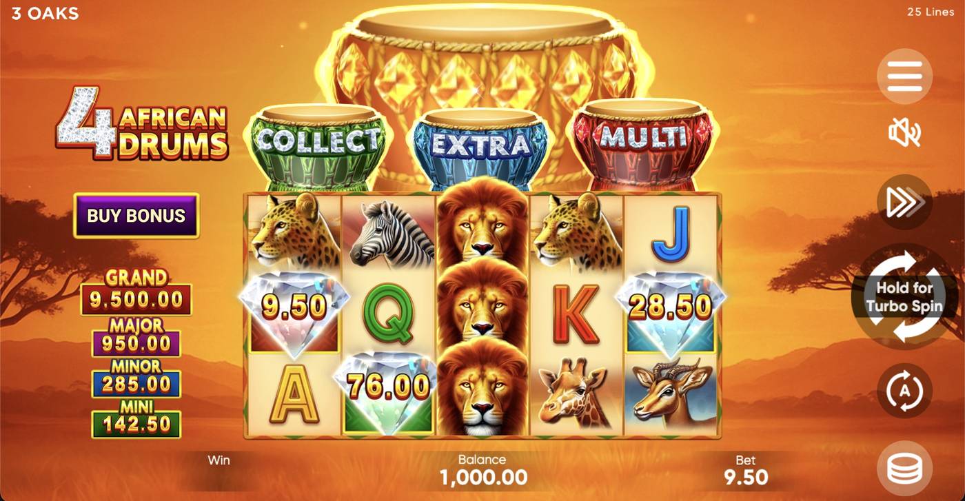 4 African Drums: image of main menu