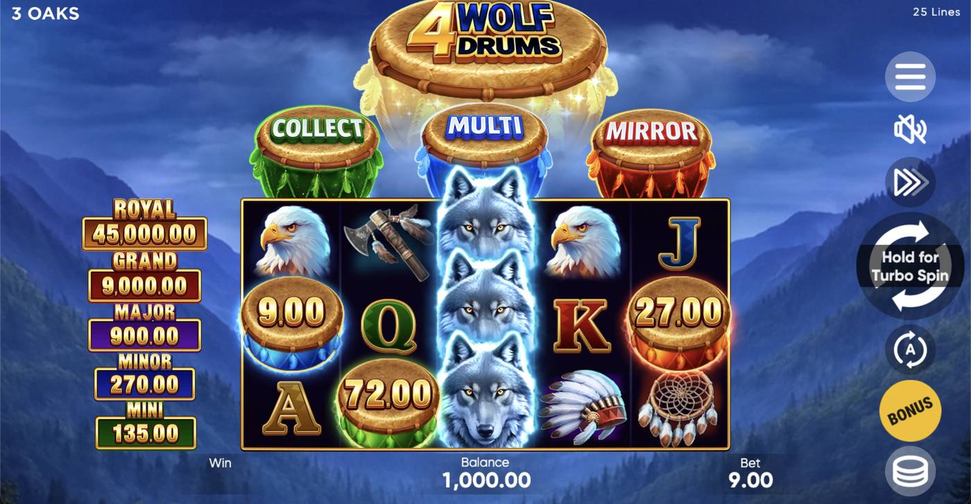 4 Wolf Drums: image of main menu