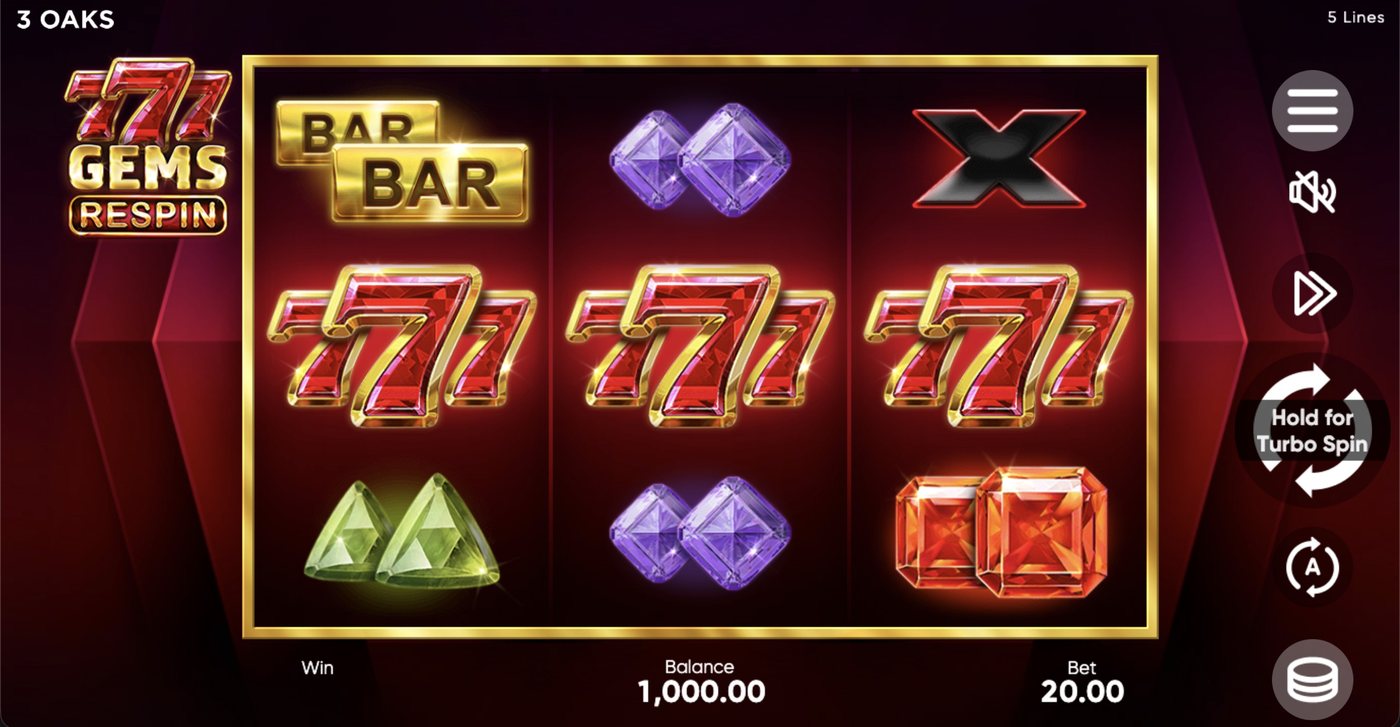777 Gems Respin: image of main menu