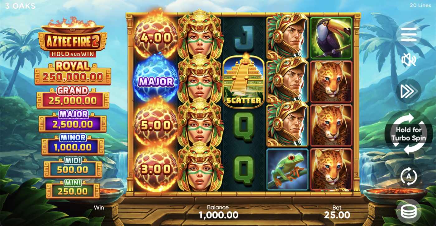 Aztec Fire 2: Hold and Win: image of main menu