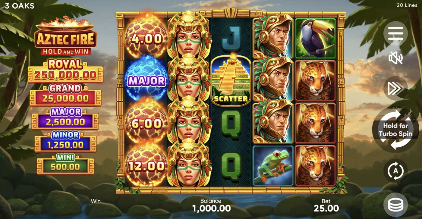 Aztec Fire: Hold and Win: image of main menu