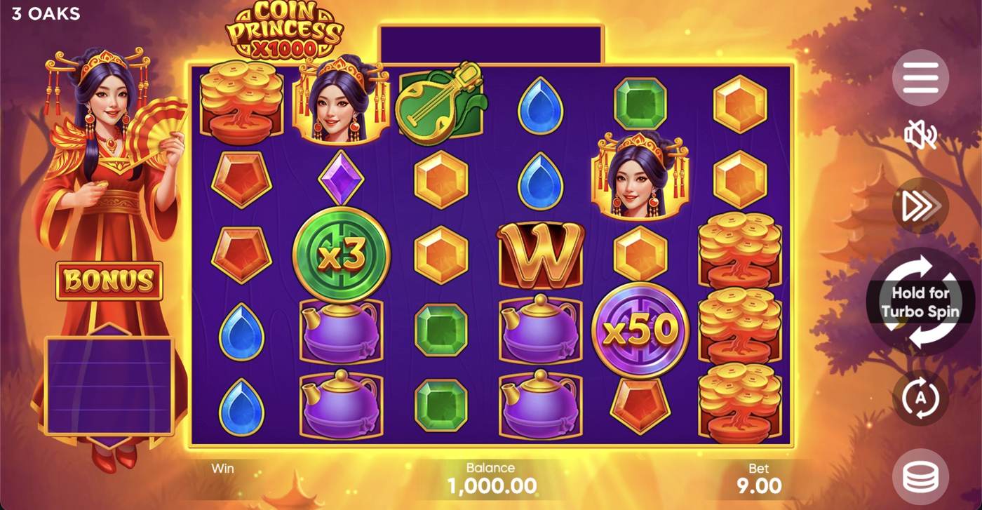Coin Princess x1000: image of main menu